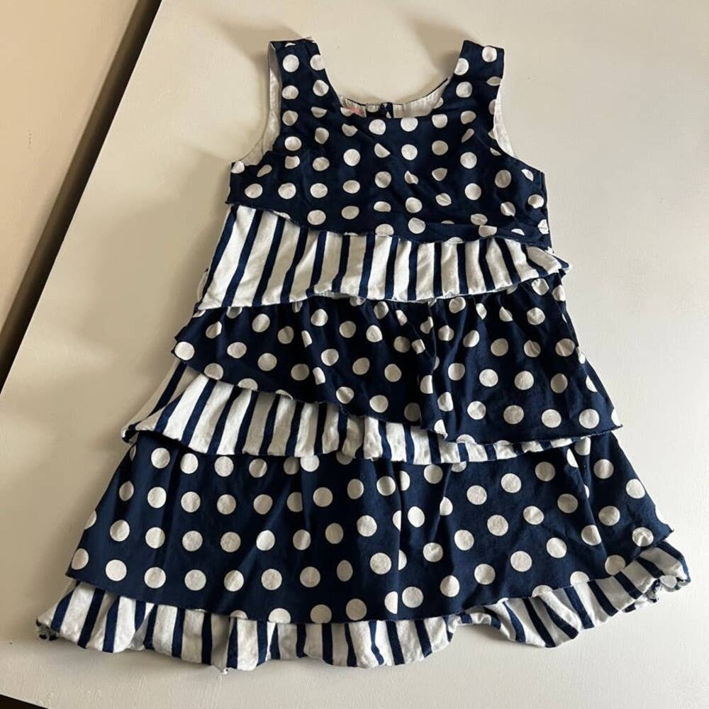 Beetlejuice London ruffle layer girls dress navy white size 4
